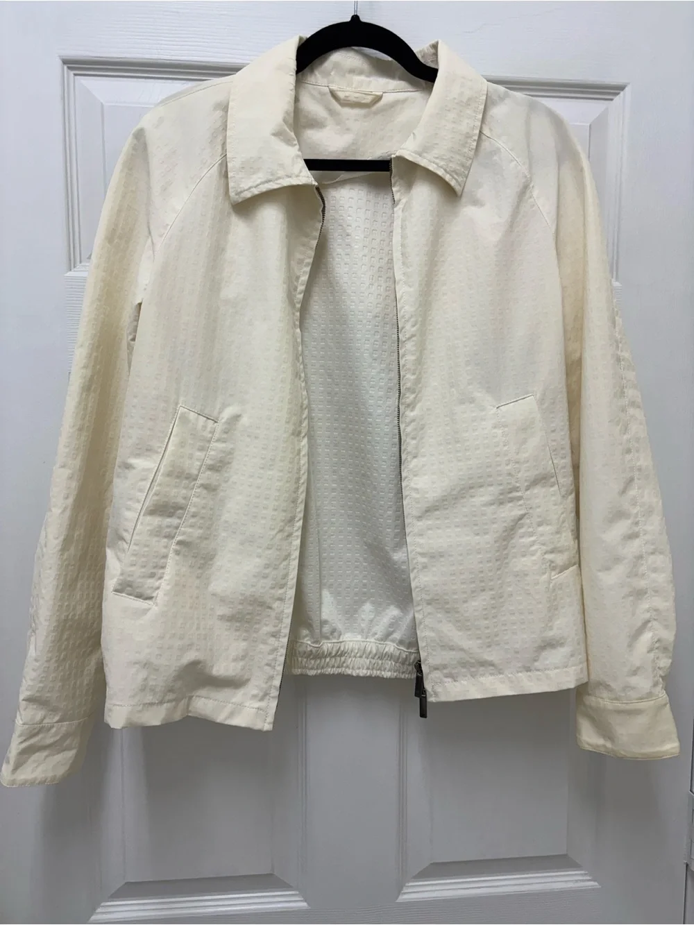 Emporio Armani cream Textured Cube Pattern Silk Blend Jacket Blazer N1R190 44